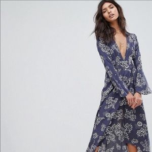 Faithfull the Brand Carioca Wrap Maxi Dress US 8